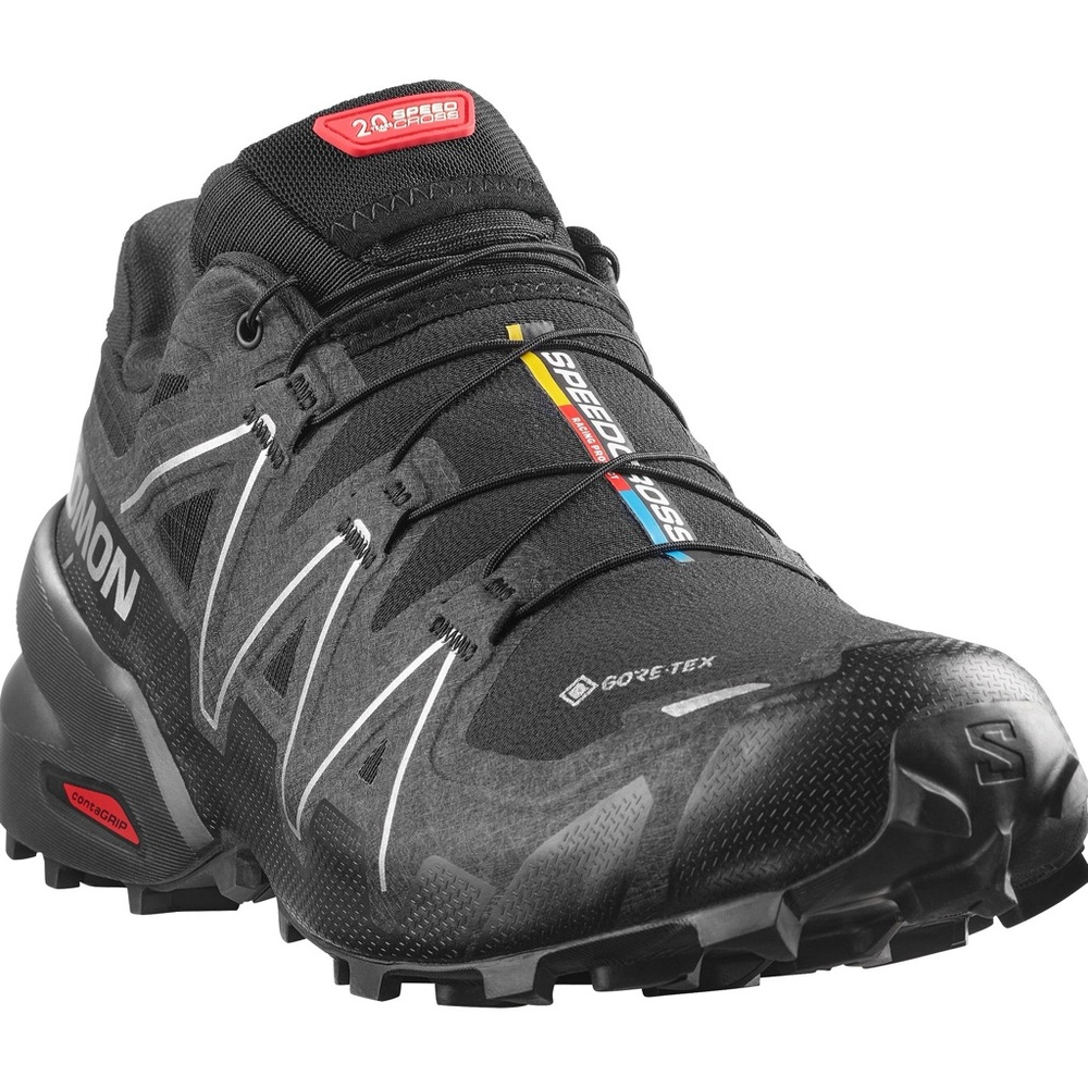 Salomon Speedcross 3 Trail Running Shoes Size 9 Black Blue Quicklace - Picture 10 of 12